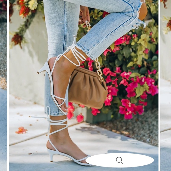 VICI Leather Strappy Kitten Heel (8.5) White - Picture 3 of 5